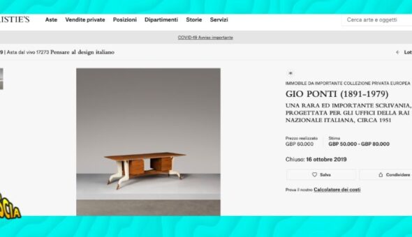 All'asta la scrivania disegnata da Gio Ponti per la Rai