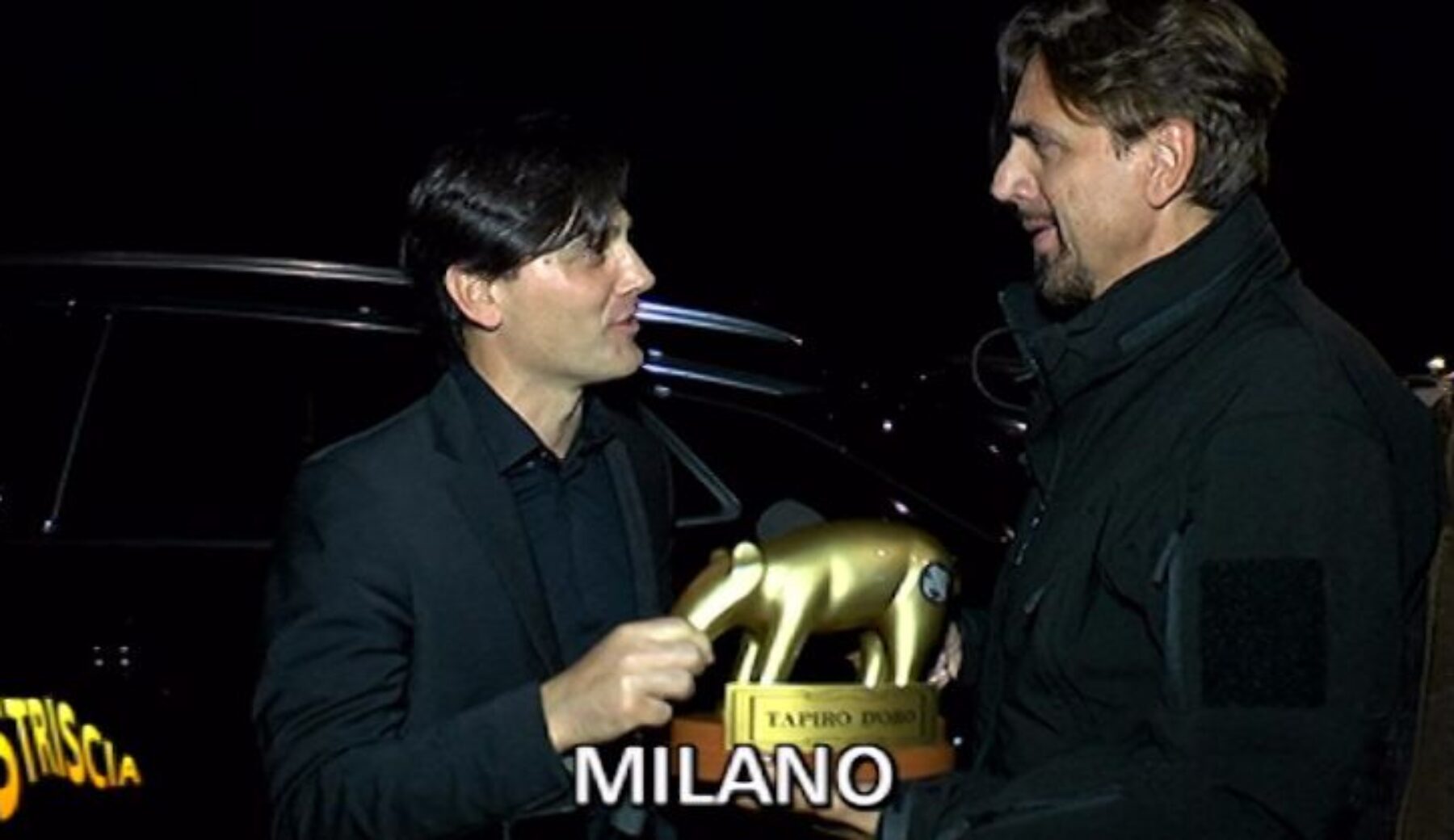 A Striscia la notizia Tapiro d’oro all’allenatore del Milan Vincenzo Montella