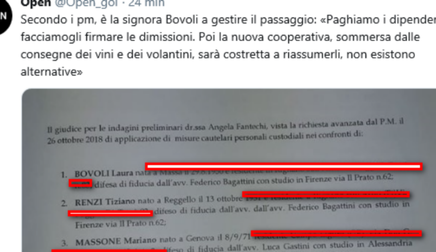 Arresti domiciliari genitori di Renzi, il sito di Mentana pubblica i dati sensibili