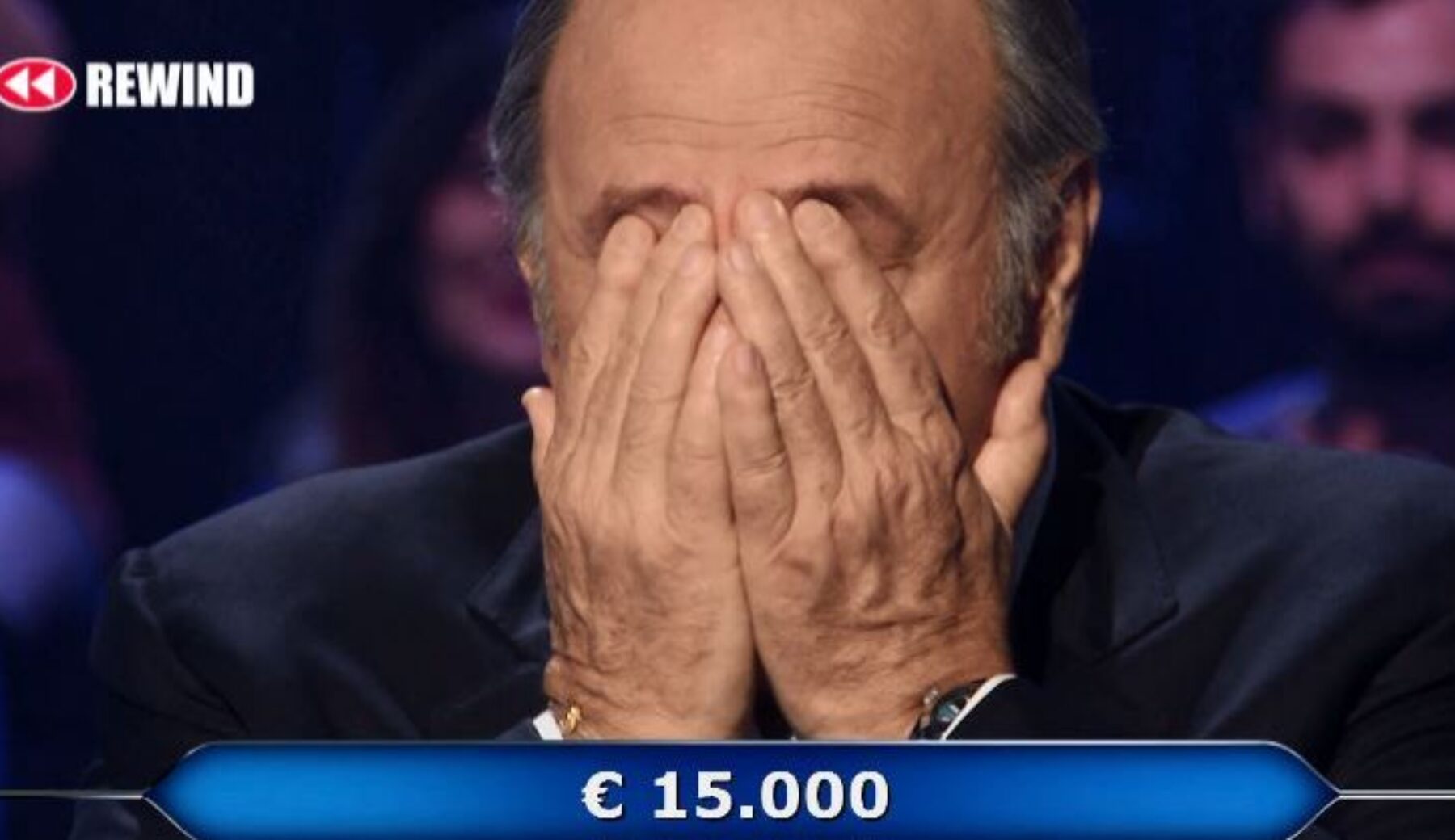 Gerry Scotti piange per la tensione a “Chi vuol essere milionario?”