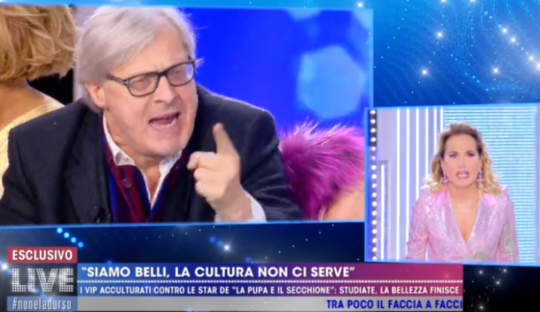 Vittorio Sgarbi contro Barbara D’Urso: la lite prosegue sui social e Mediaset blocca le ospitate del critico