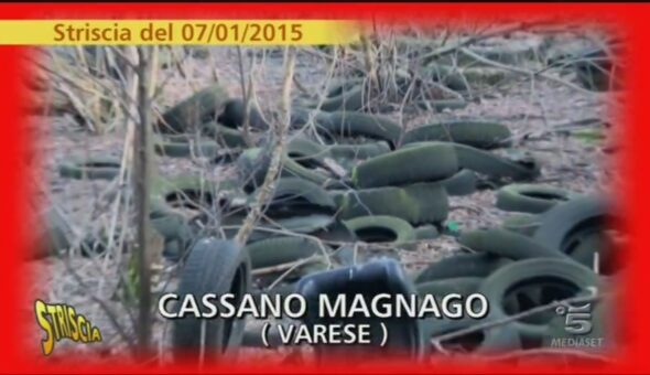 Bosco pieno di gomme a Cassano Magnago (Varese)