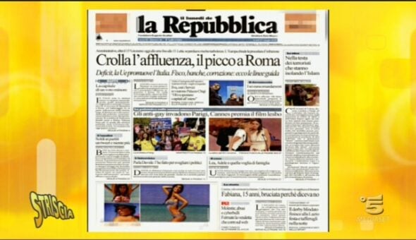 La Repubblica. Velina in copertina