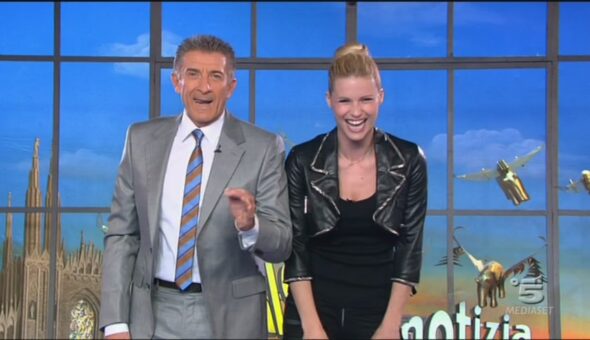 Ingresso in studio di Ezio Greggio e Michelle Hunziker