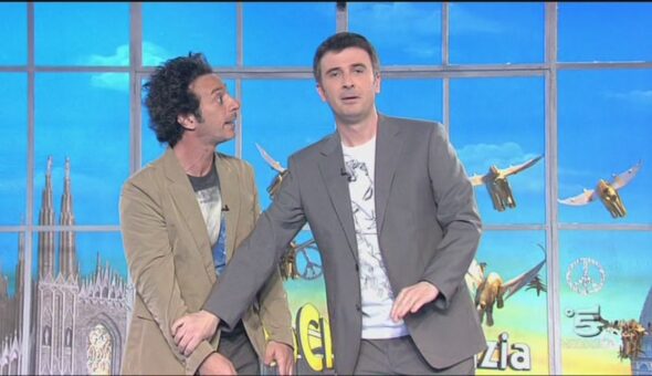 Entrata in studio di Ficarra e Picone