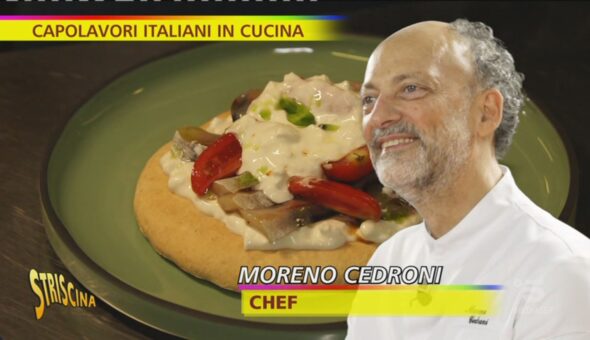 Pizzetta sgombro, burrata e pomodorini, la nuova creazione di Moreno Cedroni