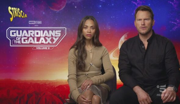 Trombetta a Hollywood con Zoe Saldana e Chris Pratt