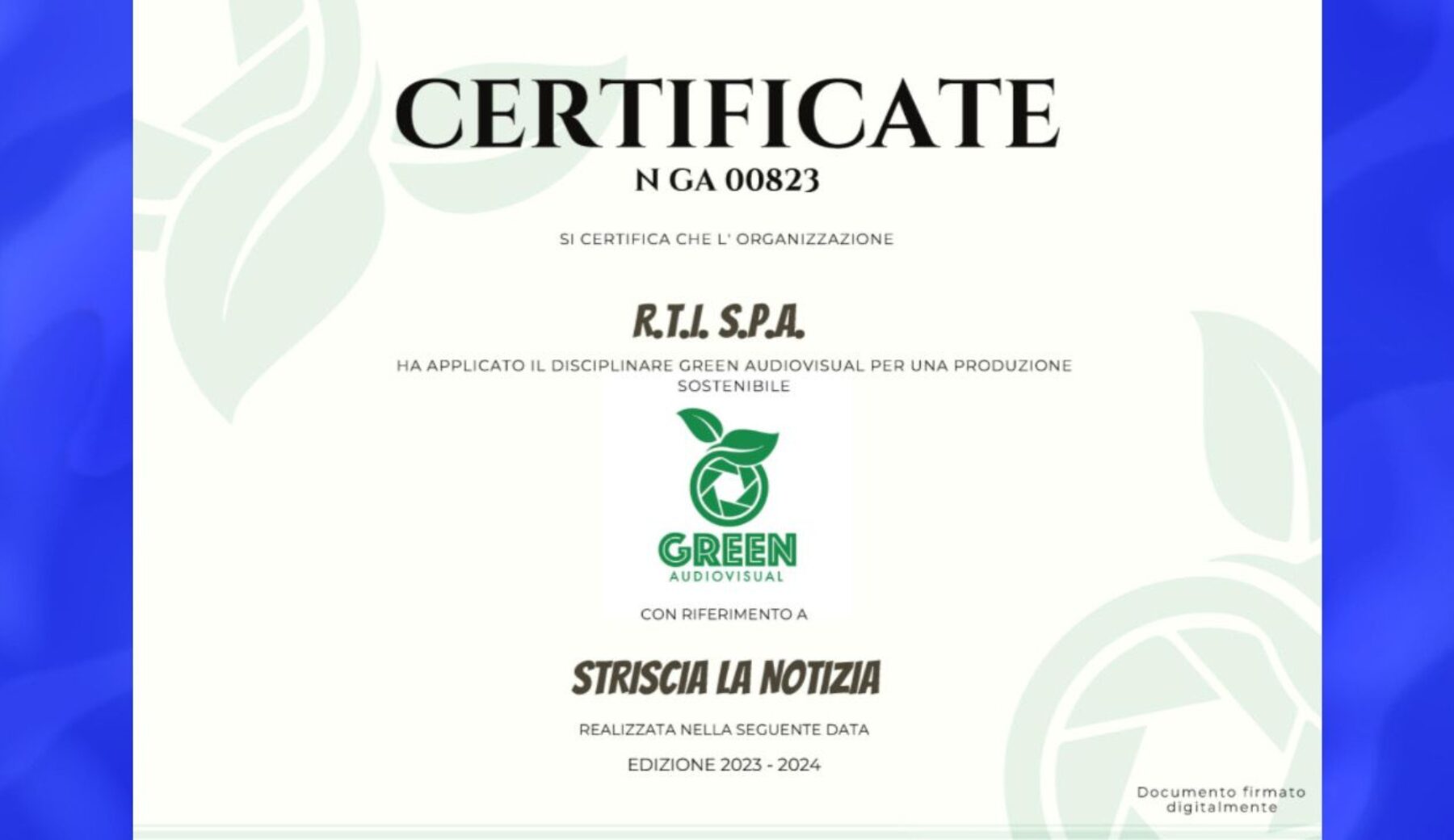 Striscia la notizia sempre più green con tanto di bollino ufficiale
