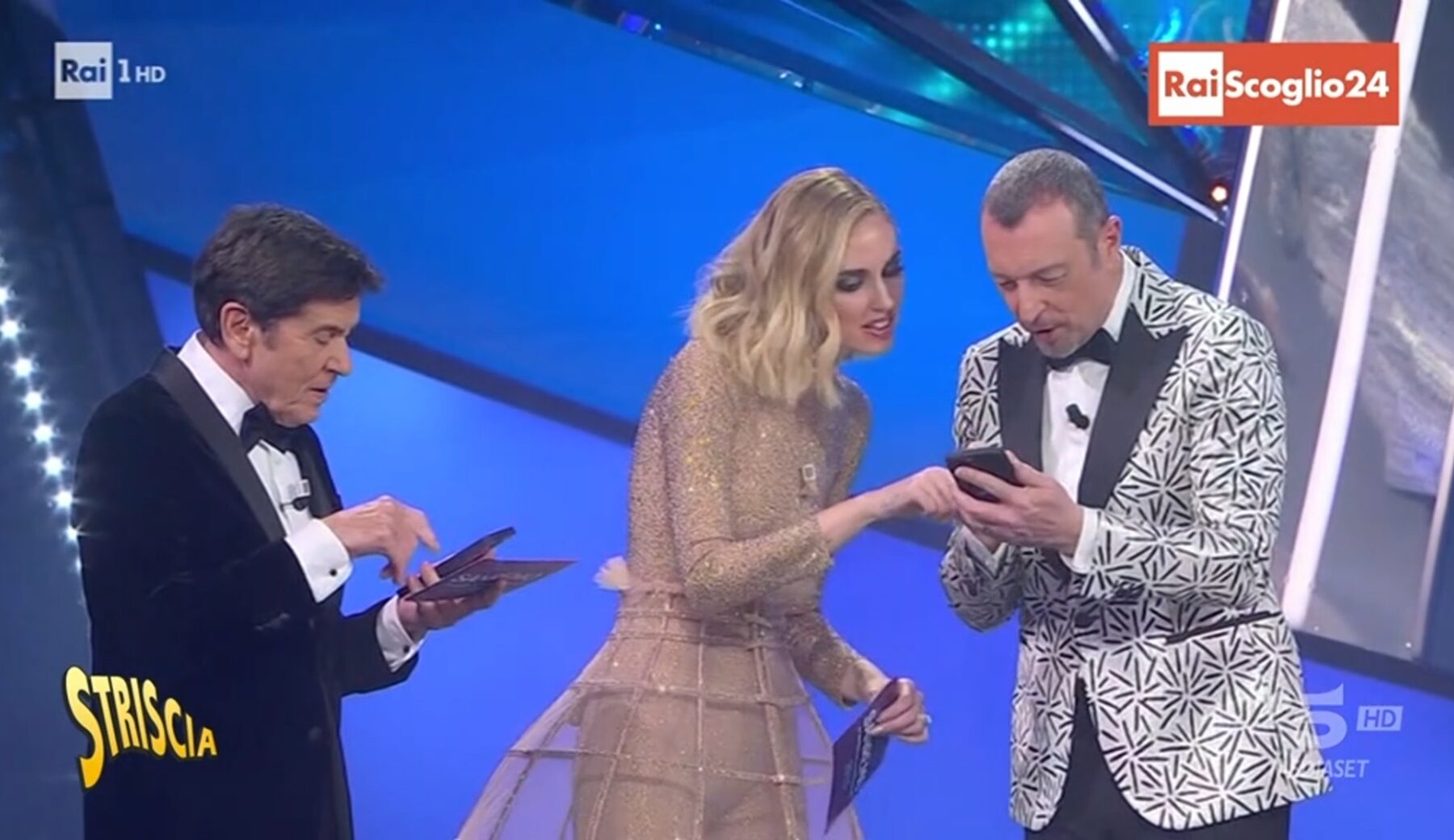 Sanremo 2023, sul selfie di Ferragni, Amadeus e Morandi indaga la Corte dei Conti. I servizi di Striscia