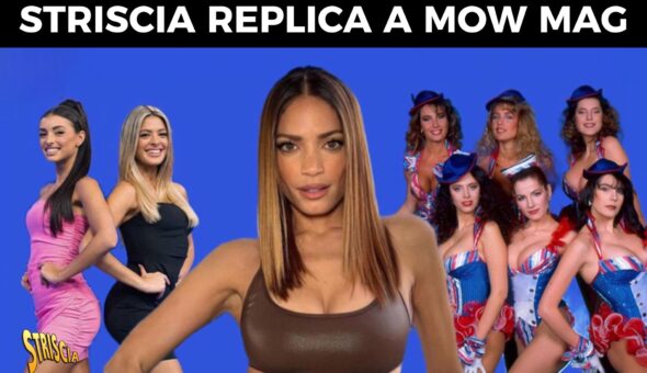 Replica di Striscia all'articolo di Mow mag sulle motivazioni di Elodie che si sveste per il calendario e ai riferimenti a veline e ragazze fast food