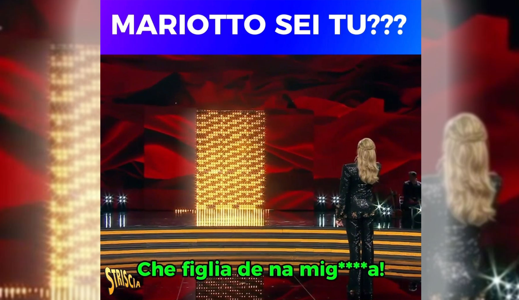 Stasera a Striscia: «Che figlia de ‘na mign****». Movimentato Tapiro d’oro a Mariotto: a chi si riferiva con quella frase pronunciata prima del suo ingresso in studio e sentita da tutti?