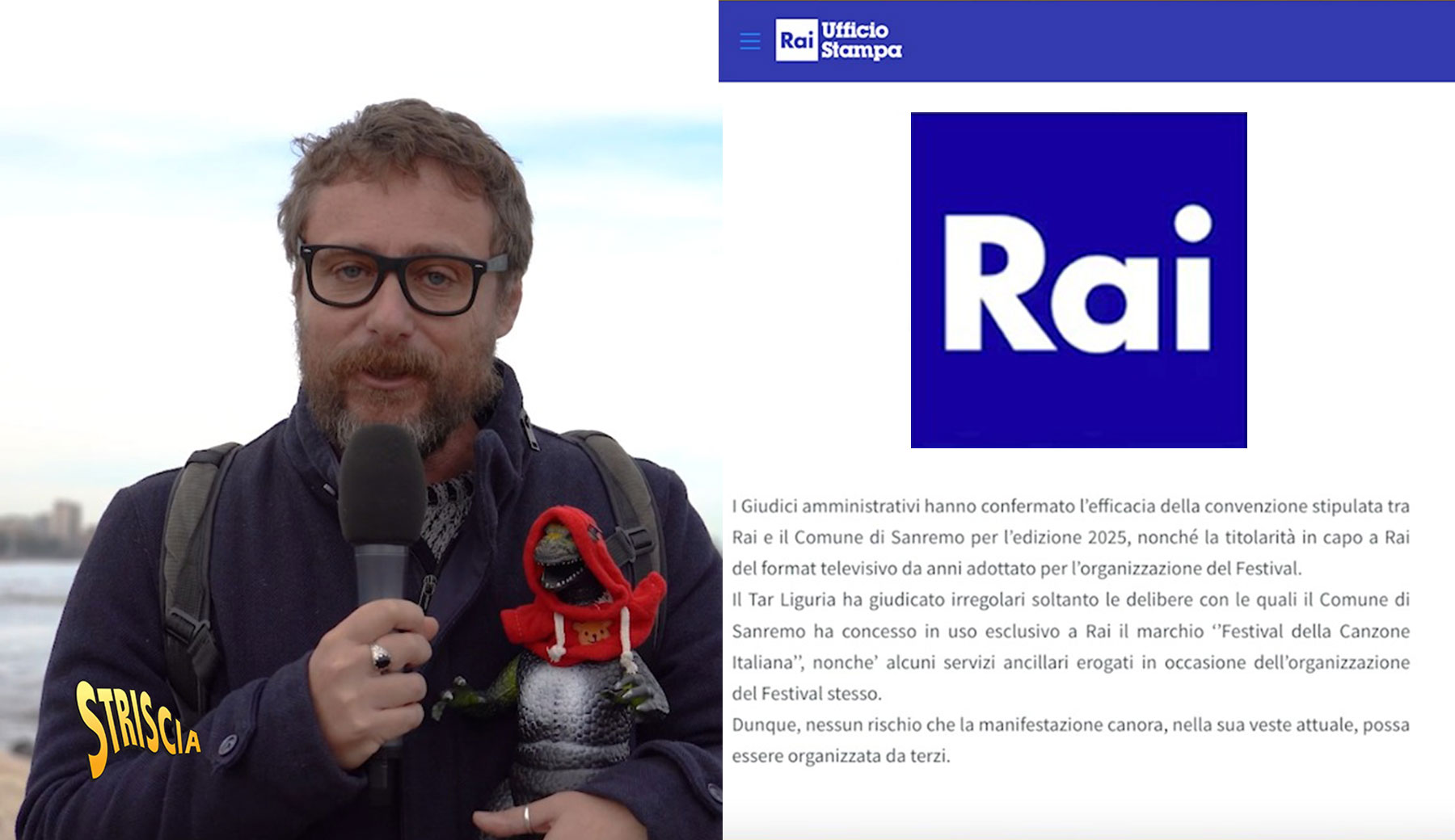 Stasera a Striscia: Per il Tar della Liguria Sanremo non è della Rai. Pinuccio indaga sul format (poco) originale del Festival