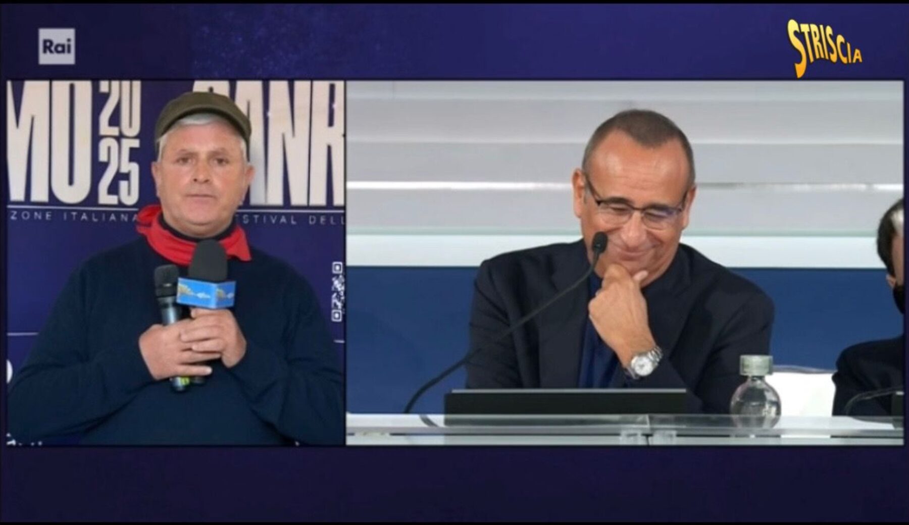 Esclusiva Striscia, Carlo Conti a Enrico Lucci: «Non vorrei Elon Musk sul palco di Sanremo»