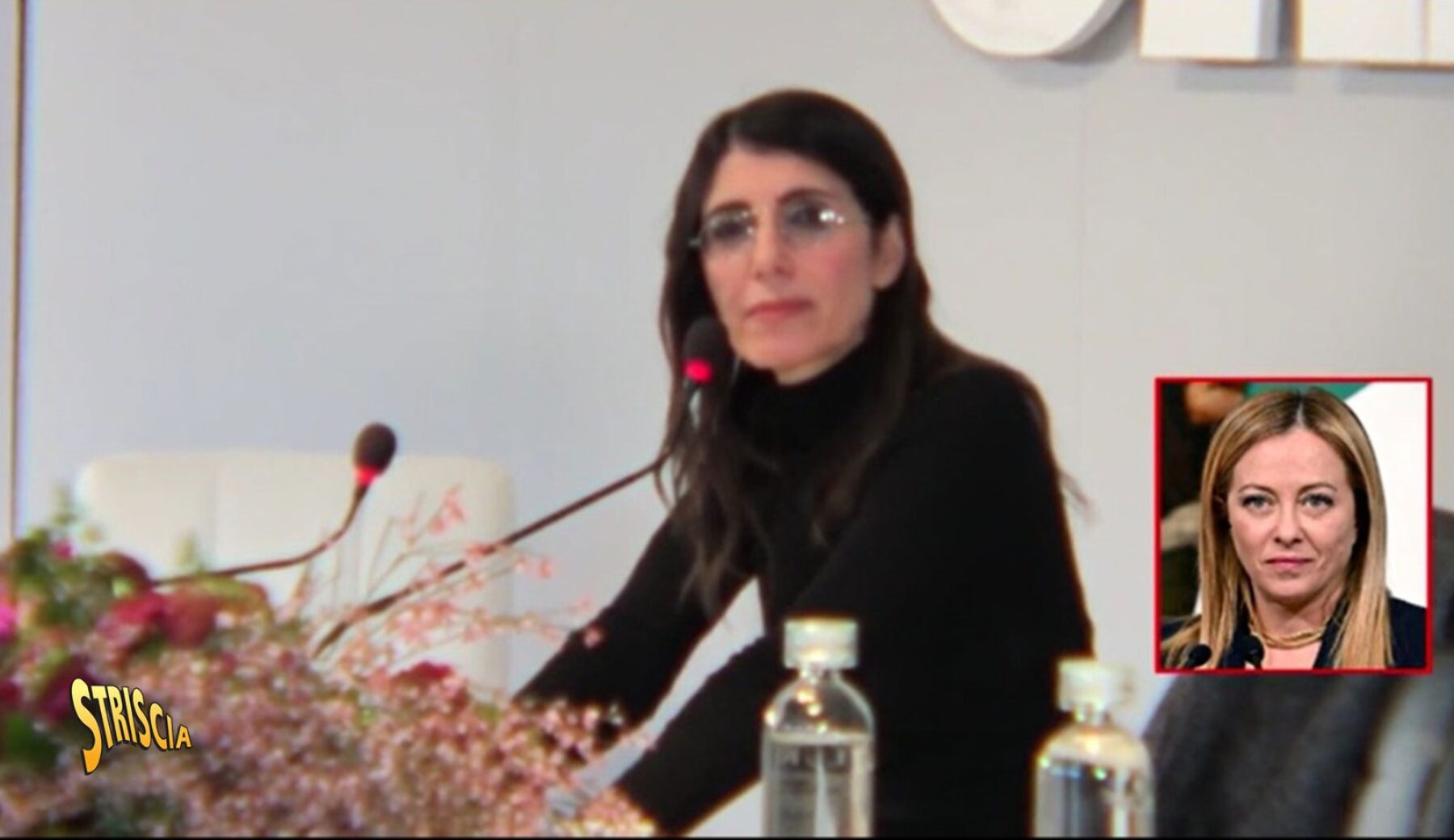 Esclusiva Striscia: Giorgia si rifiuta di mandare un bacio direttamente a Giorgia Meloni. «Ma da donna posso solo mandare baci a donne che lavorano»