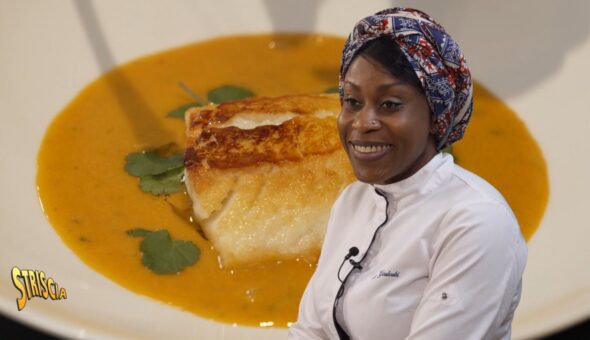 Domani a Striscia nella rubrica “Capolavori del mondo in cucina” il “Makayabu” di Victoire Gouloubi