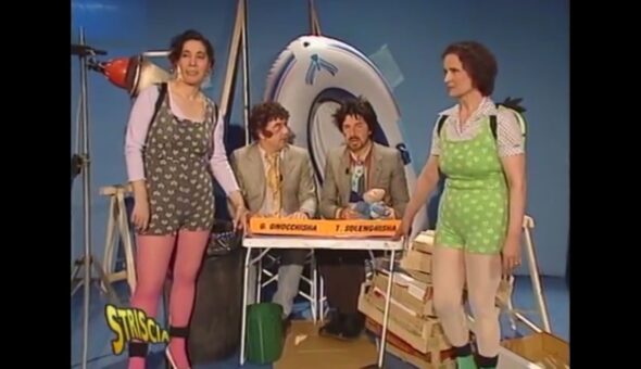 Gene Gnocchi e Tullio Solenghi interpretano la parodia di Striscia la notizia