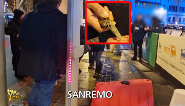 Stasera a Striscia: un nostro attore (con un coltello alla cintura) buca l'imponente servizio di sicurezza di Sanremo