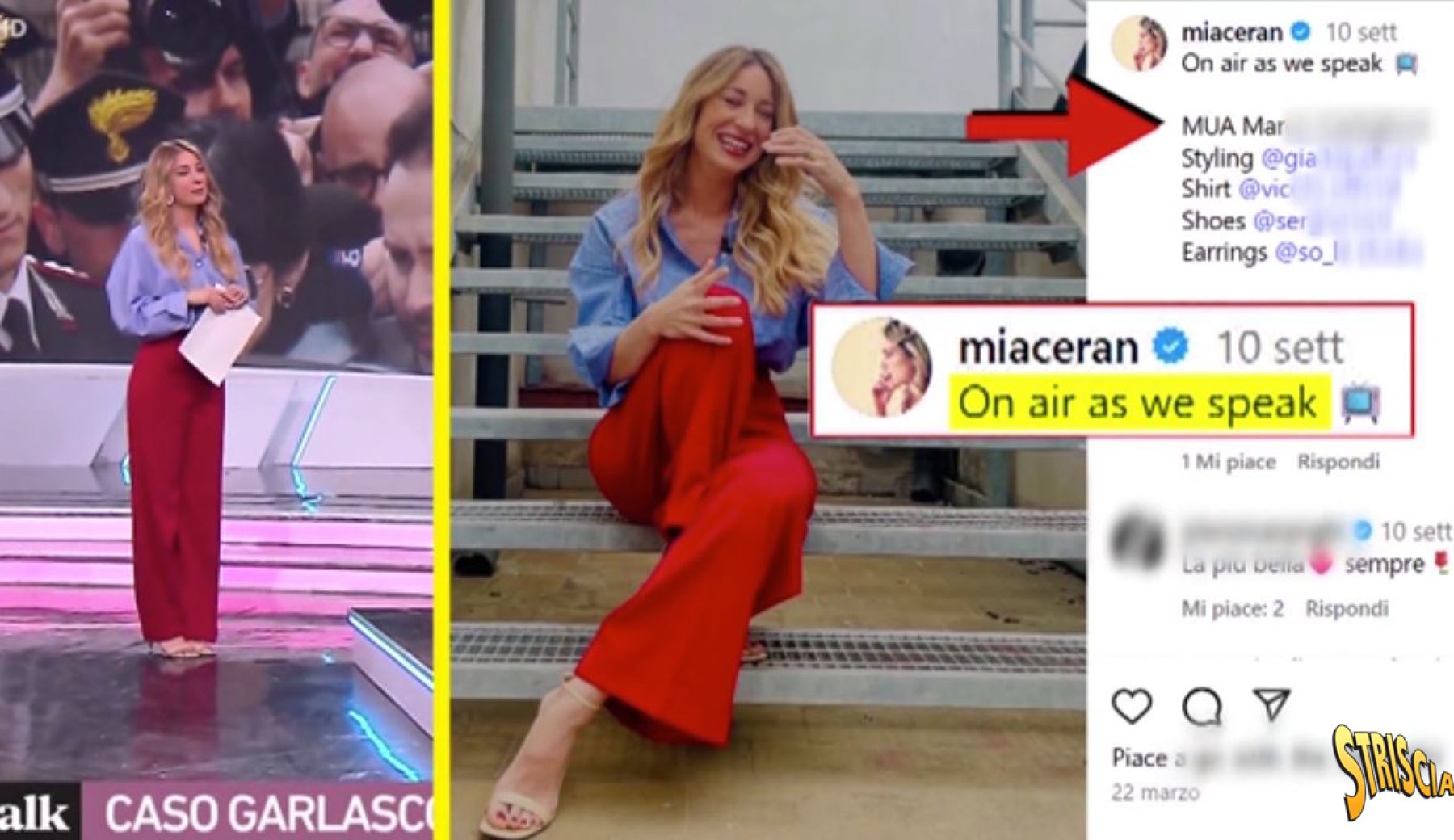 L’Ordine dei giornalisti bacchetta Mia Ceran, pizzicata su Instagram a pubblicizzare il look mostrato a Tv Talk. Oggi a Striscia