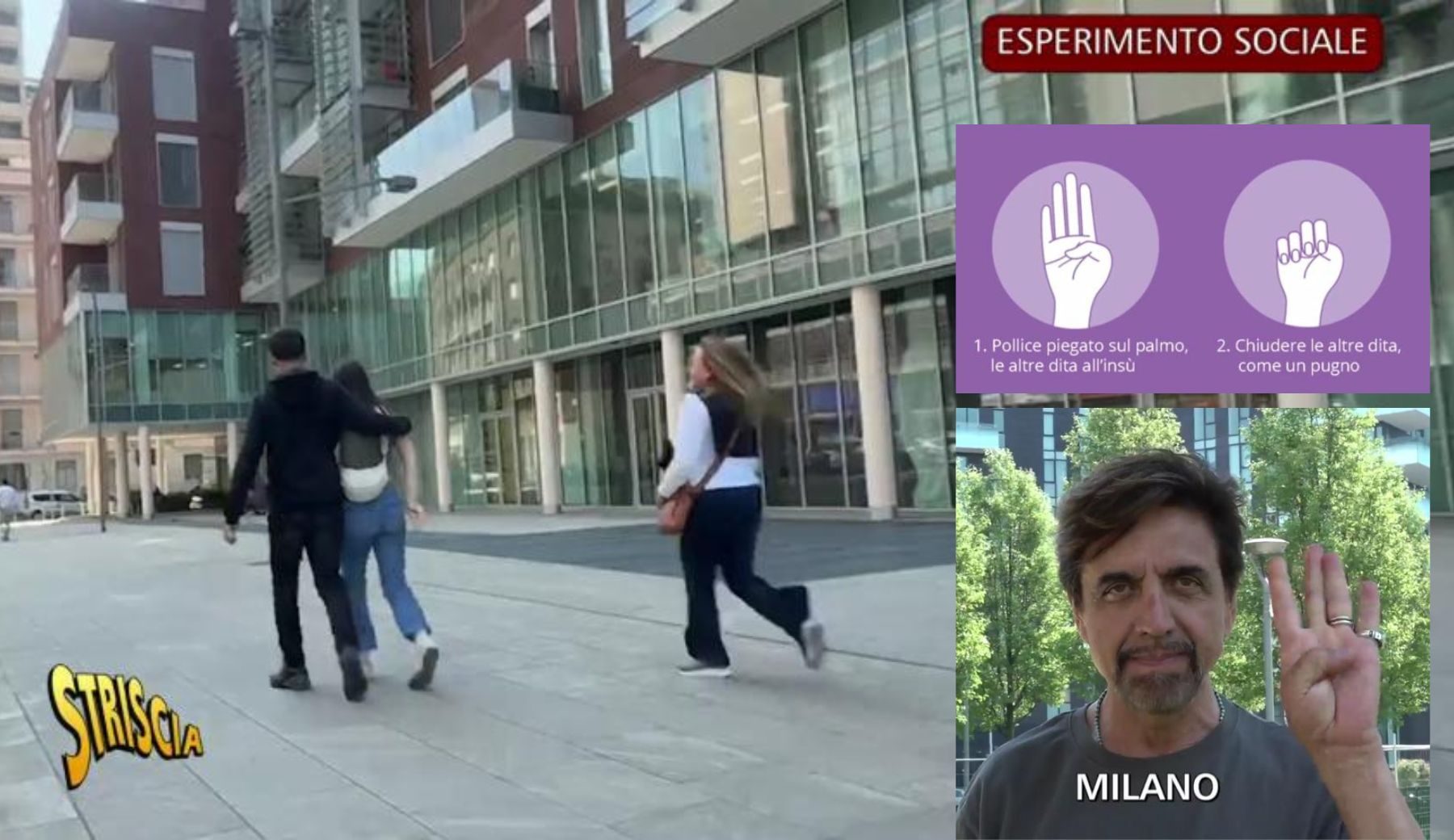 Conoscete il segnale di richiesta d’aiuto per le donne che si sentono in pericolo? Guardate l’esperimento sociale di Valerio Staffelli per Striscia