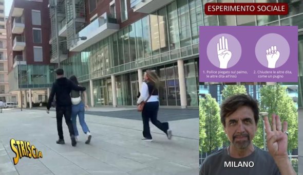 Conoscete il segnale di richiesta d’aiuto per le donne che si sentono in pericolo? Guardate l’esperimento sociale di Valerio Staffelli per Striscia