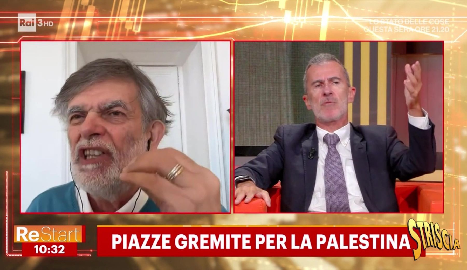 «Sei un tifoso di Hamas, vai a festeggiare la strage del 7 ottobre»: lite furibonda tra Iacometti di Libero e lo scrittore Fo a Re Start