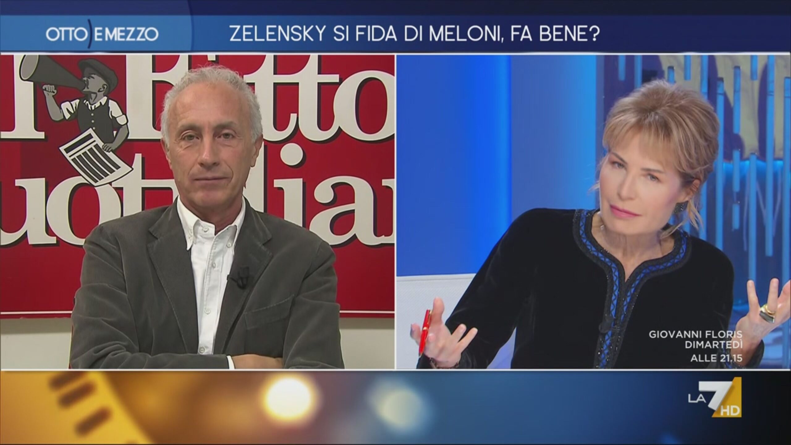 Scontro Travaglio-Gruber a Otto e mezzo sulla questione Ucraina