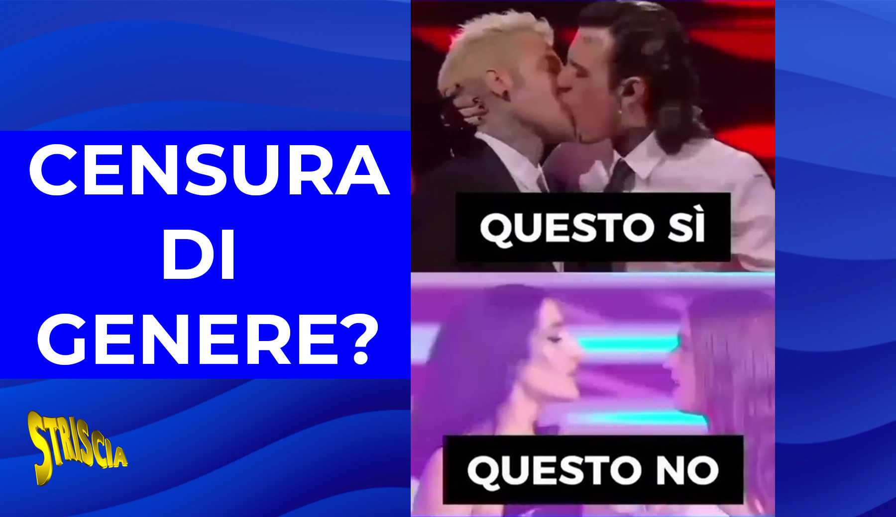 La Rai censura il bacio sulla bocca tra Levante e Gaia. Ma con Fedez e Rosa Chemical non era andata così. Censura di genere?