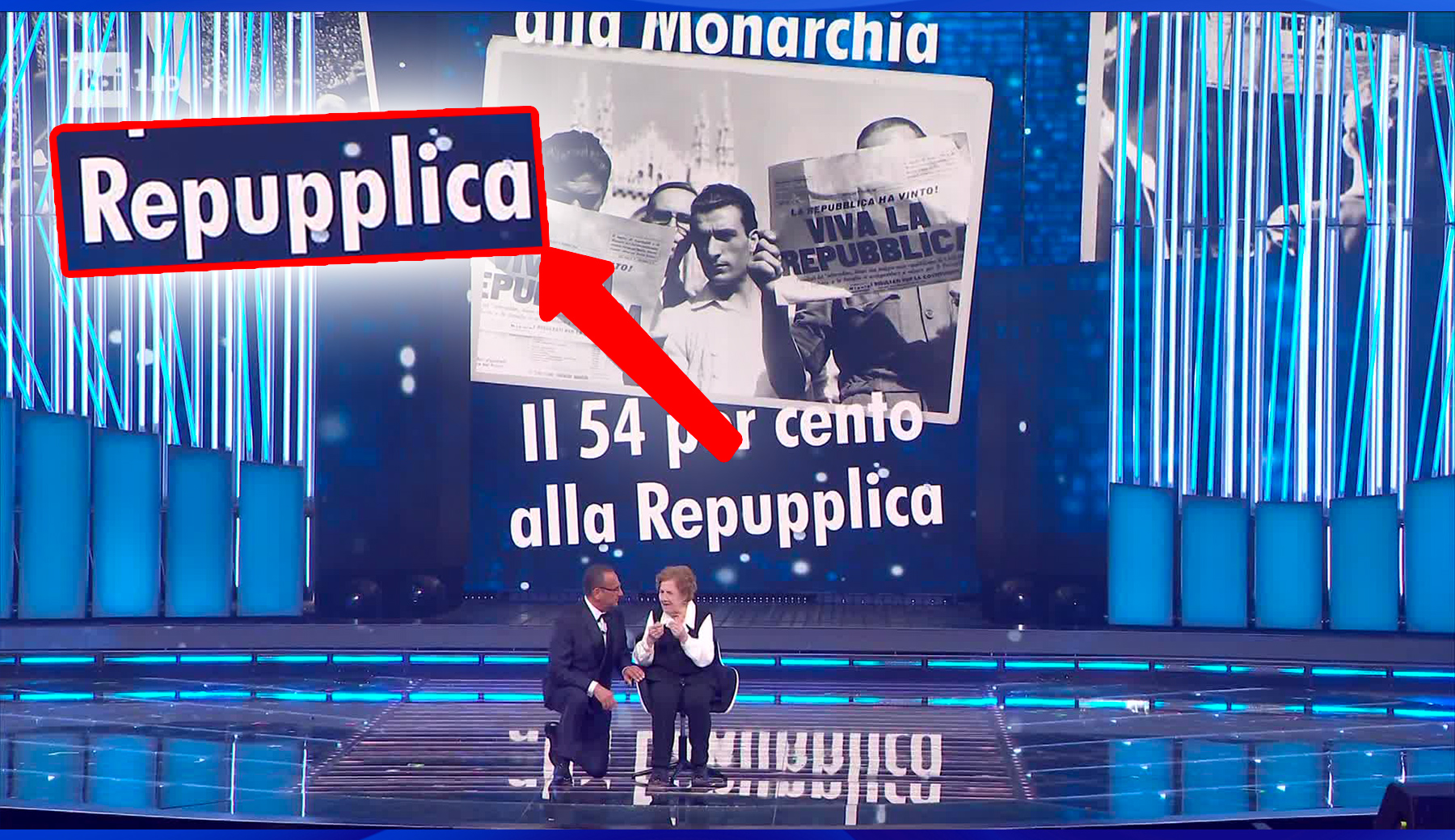Sanremo, clamorosa gaffe mentre Gianna Pratesi ricorda il primo voto delle donne: “Repubblica” diventa “Repupplica”