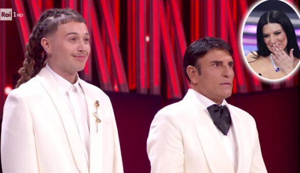 A Striscia non sfuggono i fuorionda: è virale il video di Laura Pausini che si avvicina a Sal Da Vinci. Ipotesi vittoria 