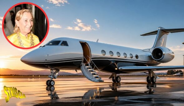 Miuccia Prada e il video shock in cui scende dal jet e “calpesta” un uomo. Scoppia la polemica ma Striscia…