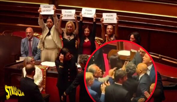 Rissa sfiorata al Senato durante le proteste del M5S sul caso Delmastro