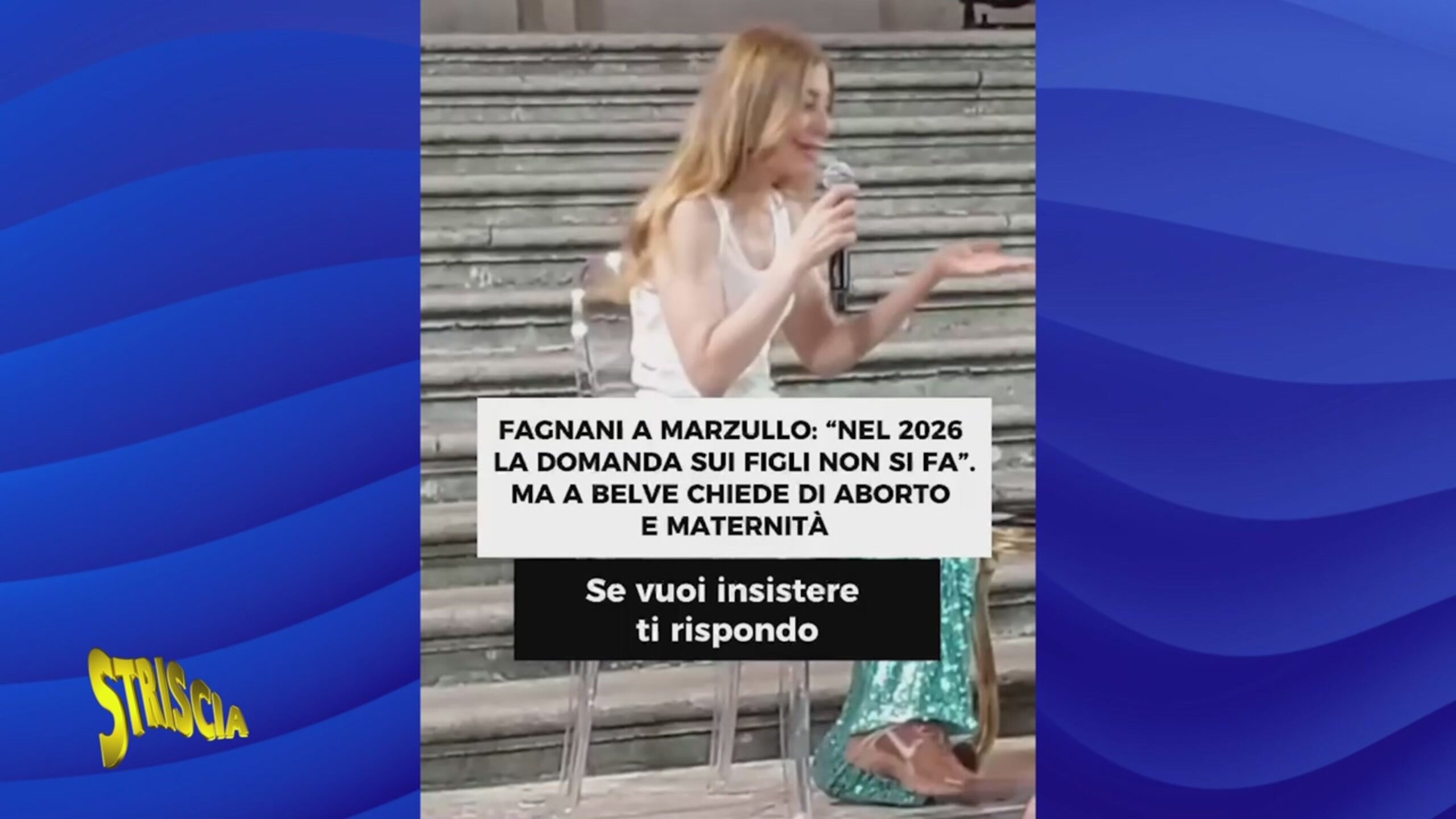 Fagnani a Marzullo: “Nel 2026 la domanda sui figli non si fa”. Ma a Belve chiede di aborto e maternità
